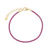 Pulseras Joyeria Antonio Cumplido | Pulsera Plata Riviere Dorada Circonitas Fucsia