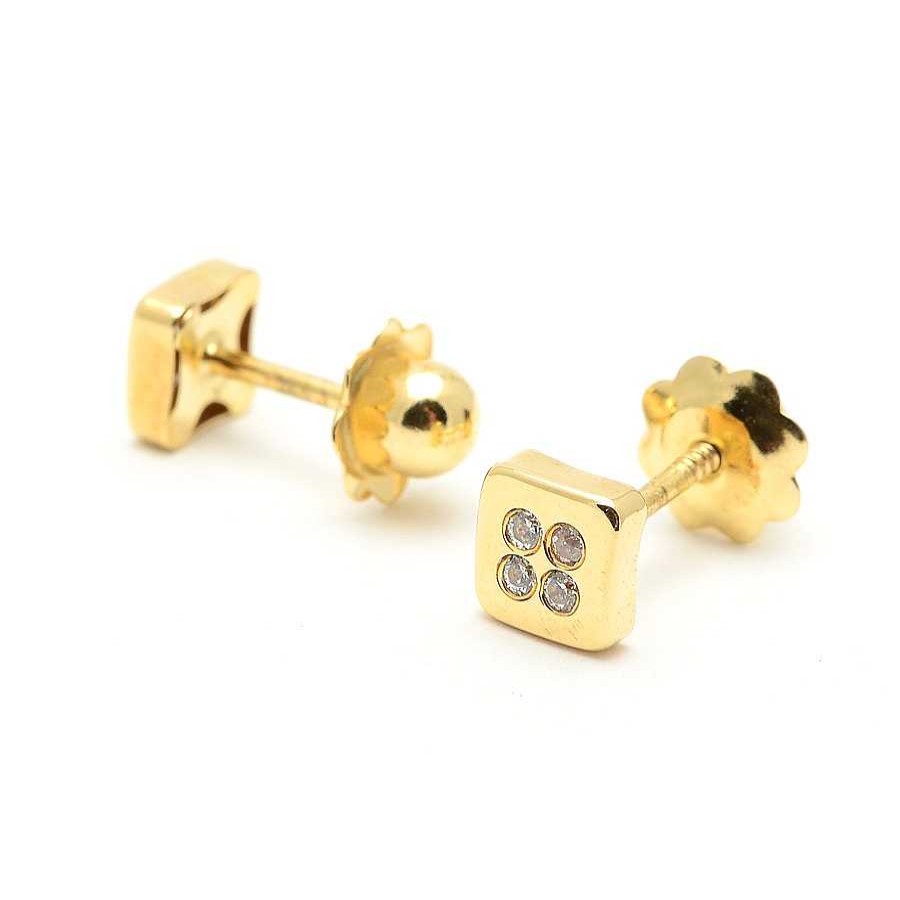 Beb Joyeria Antonio Cumplido | Pendientes Oro Cuadrado Circonitas