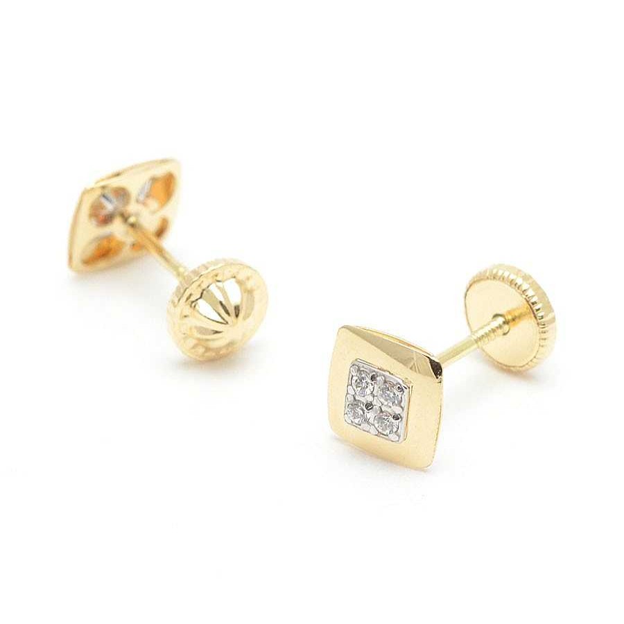 Beb Joyeria Antonio Cumplido | Pendientes Oro Cuadrado Circonitas